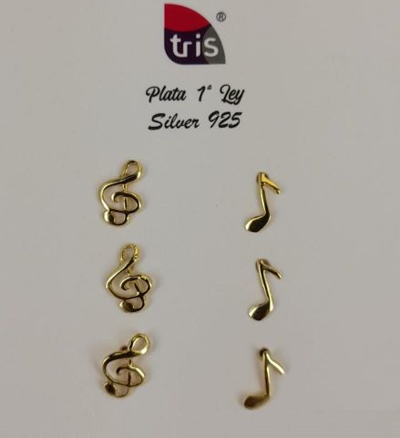 PENDIENTES AG 3 PARES NOTA MUSICAL BAÑADO ORO