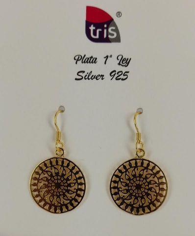 PENDIENTES AG MANDALA CHAPADO  18*30