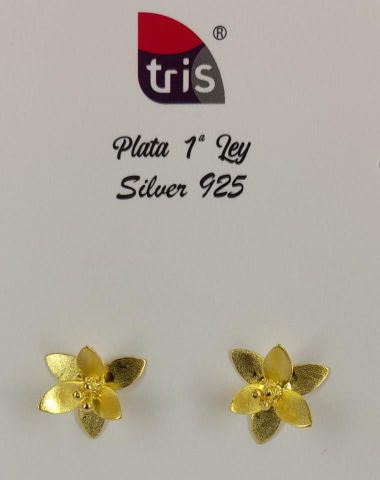 PENDIENTES AG  CHAPADO FLOR PET LYS