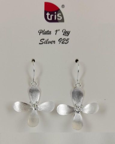 PENDIENTES AG  FLOR 4 PETALOS