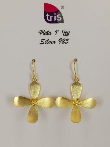 PENDIENTES AG CHAPADO FLOR 4 PETALOS