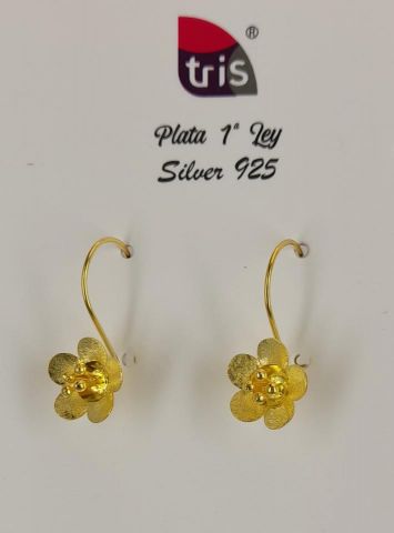 PENDIENTES AG CHAPADO GANCHO  FLOR P GR