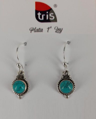 PENDIENTES AG COLG CROWN TURQUESA