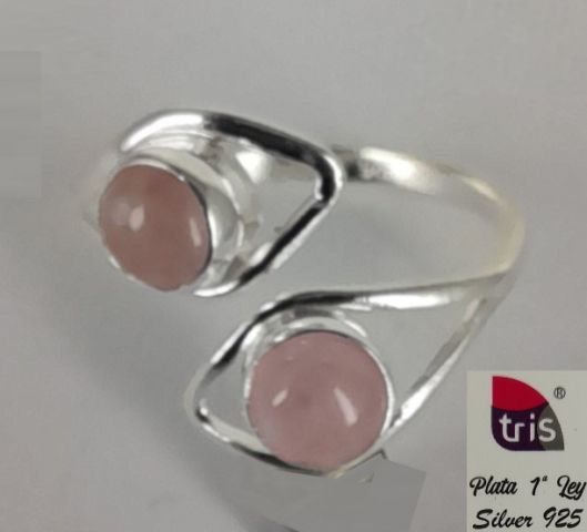 ANILLO AG 2 OJOS CUARZ ROSA