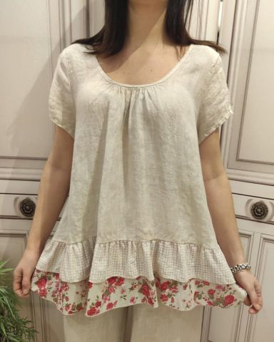 BLUSA LINO 3 VOLANTES SABIA TALLA S