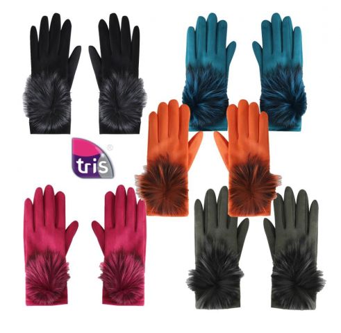 GUANTES POMPON NATURAL. MIN. 5 SURT.