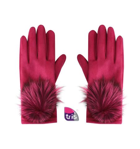 GUANTES POMPON NATURAL FUCHSIA