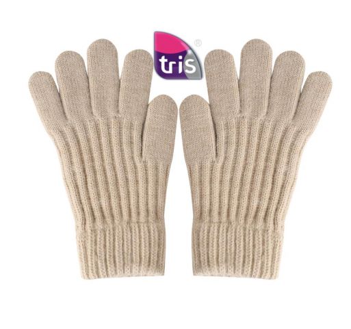 GUANTES PUNTO PALMA RAYADA BEIGE