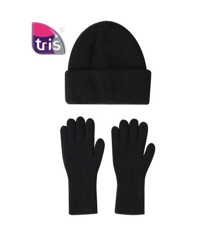 GORRO+GUANTES REVIRADO NEGRO