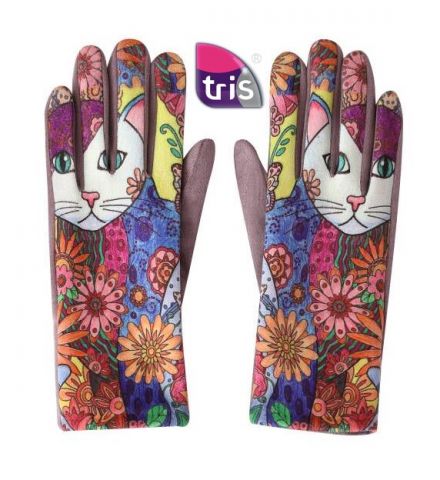 GUANTES GATOS LILA