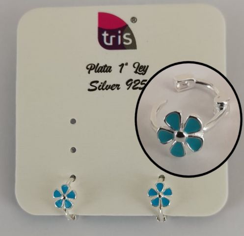 PENDIENTES AG MINI FLOR AZUL