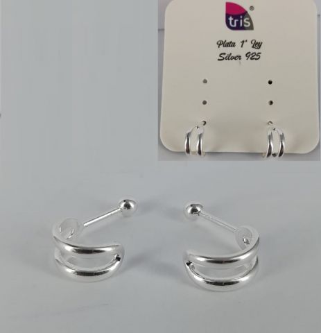 PENDIENTES AG MINI ARO DOBLE BOLA