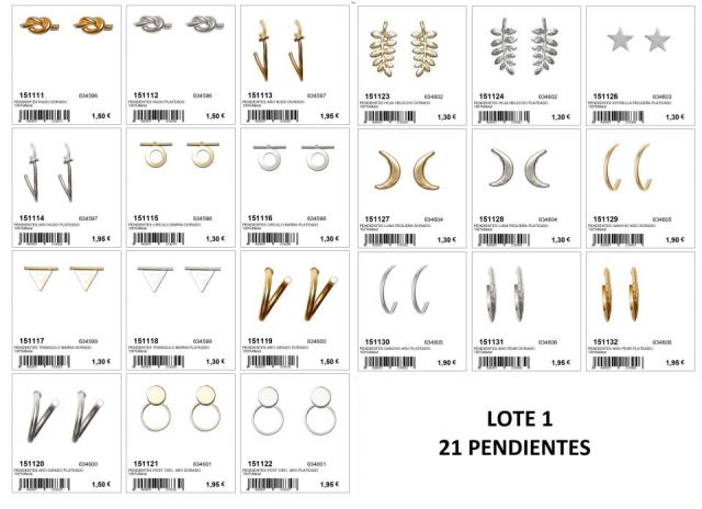 PENDIENTES LOTE 21 PARES (5-231106)