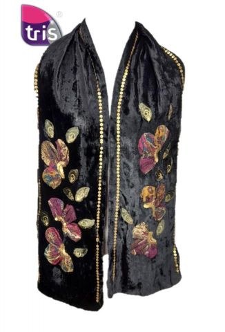 FOULARD VELVET FLOR NEGRO