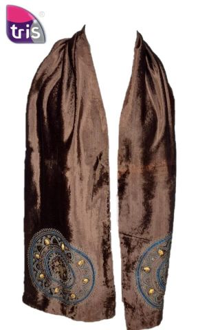 FOULARD VELVET ROSETON MARRON